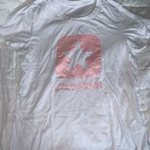 Converse white pink logo graphic women T-shirt